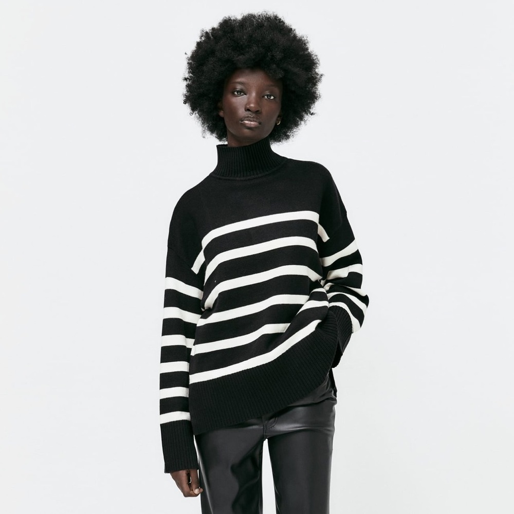 Zara striped turtleneck sweater